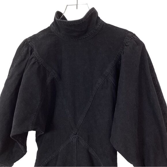 ISABEL MARANT ETOILE Size 34 (US XS) NWT Laure Robe Dress Faded Black Denim Gray - Picture 4 of 16